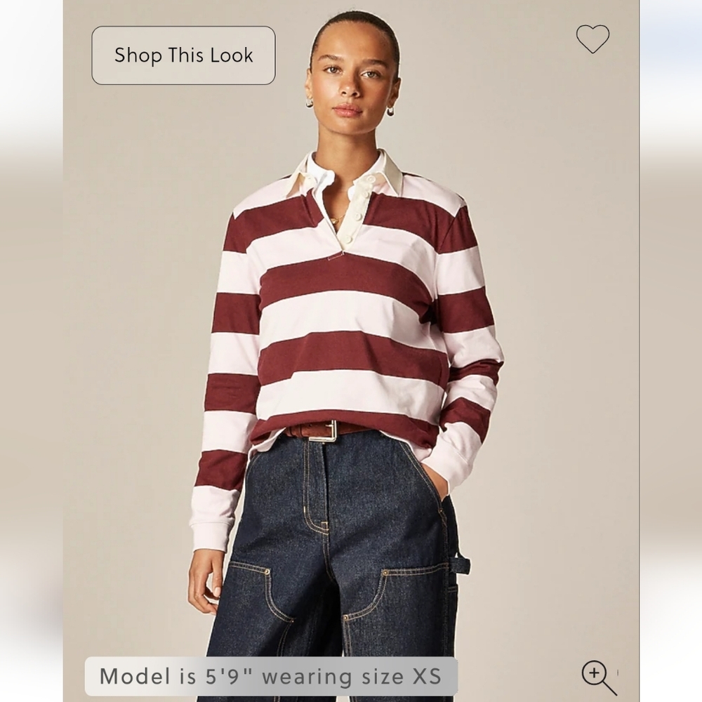 NWT J Crew Women's New premium-weight classic rugby shirt Sz M $98 Fall